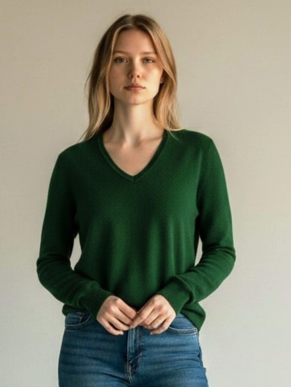 Cashmere Green Sweater 2 Ply Great Condition